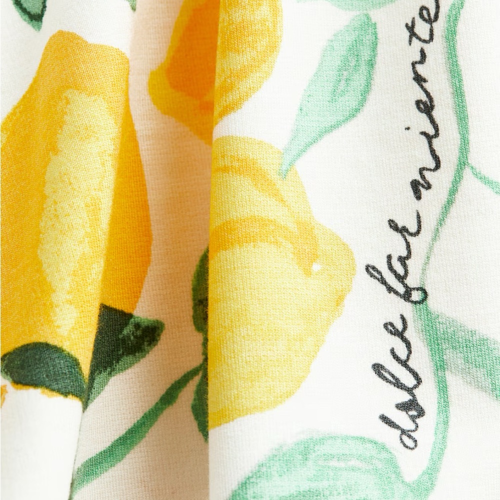 Lemon Print A-Line Skirt